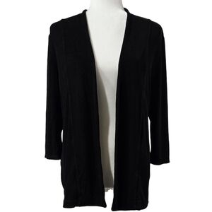 Chico's Travelers Black Open Front Slinky Knit Cardigan Pockets Capsule Stretch